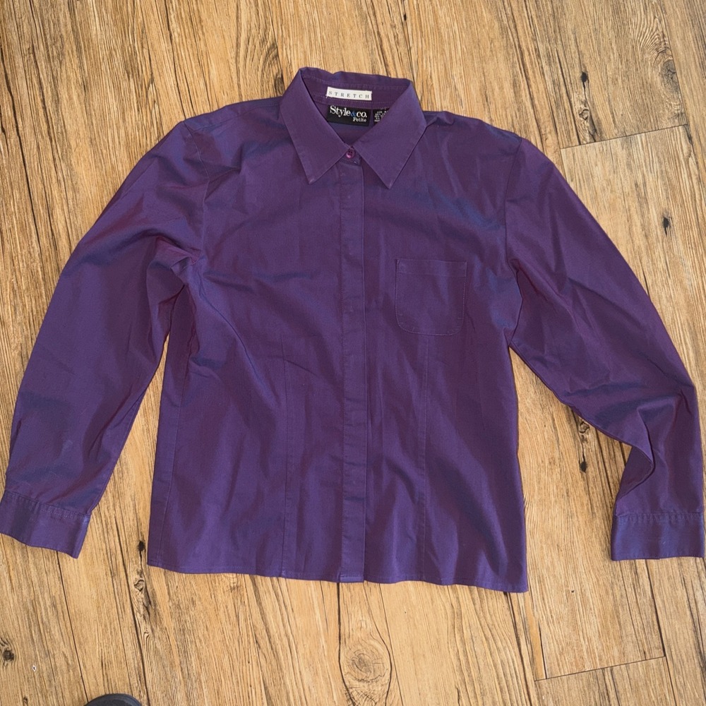 Style & CO petite Size 4P Long Sleeve Stretch Purple Classy Dressy Womens K